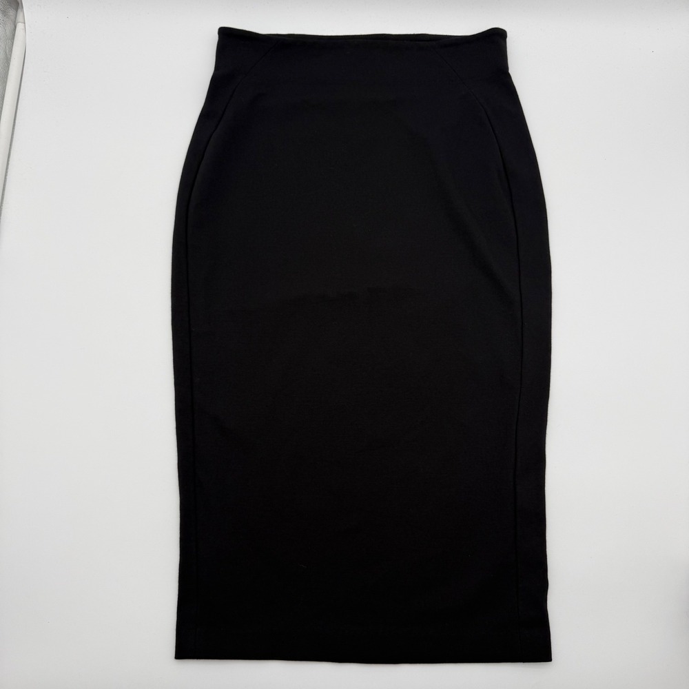 Vince Camuto Women's S Black Ponte Pencil Midi Skirt Stretch Office Siren